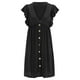 thumbnail image 5 of Puntoco Vestido De Manga Corta Con Cuello En V, Vestido De Color Sólido Con Cuello En V De Manga Corta Para Mujer Negro M, 5 of 6