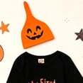 thumbnail image 6 of UAYOTSE Baby Boys Halloween Pumpkin Stripe Outfit Bodysuit Pants Hat Infant Festival Daily Wear Size 3-6 Months, 6 of 8