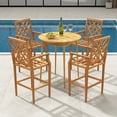 thumbnail image 5 of Costway 1 PCS Patio Teak Wood Bar Stool with Ergonomic Backrest Armrests & Footrest Outdoor, 5 of 8