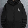 thumbnail image 1 of Impresión De Cráneo De Conejo Abrigo Con Capucha Para Hombres Manga Larga Casual Con Cremallera Completa Chaquetas Con Capucha Para Deportes De Gimnasio Con Cremallera Para Primavera Otoño, 1 of 4