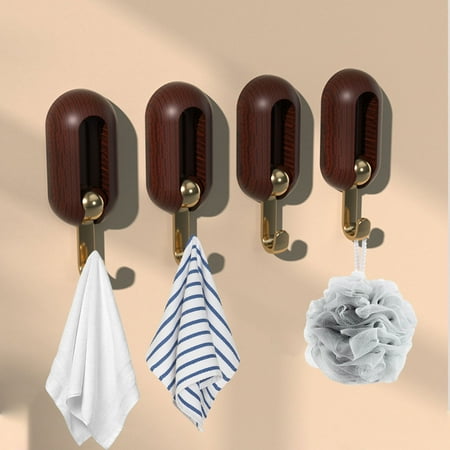 

amlbb Universal Wall Hanging Hook Wall Hanging Hanger Wood Bathroom Hook Pasted 0n The Door Cabinet Wardrobe Entrance (4 PC) on Clearance