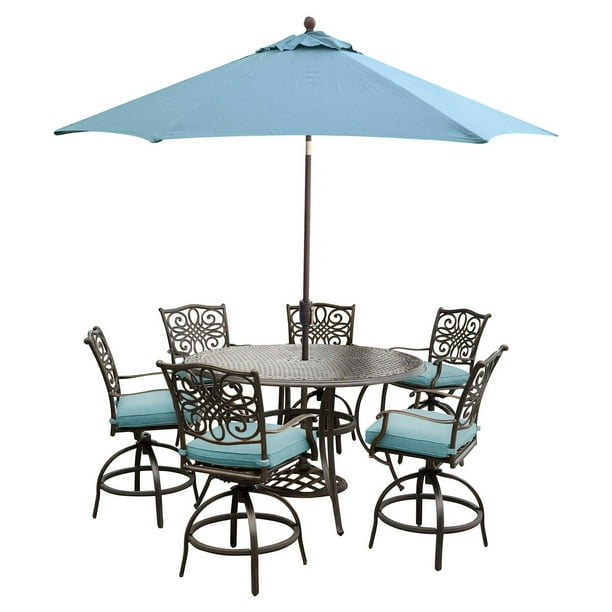Hanover Traditions 7Piece Outdoor HighDining Bar Set with CastTop