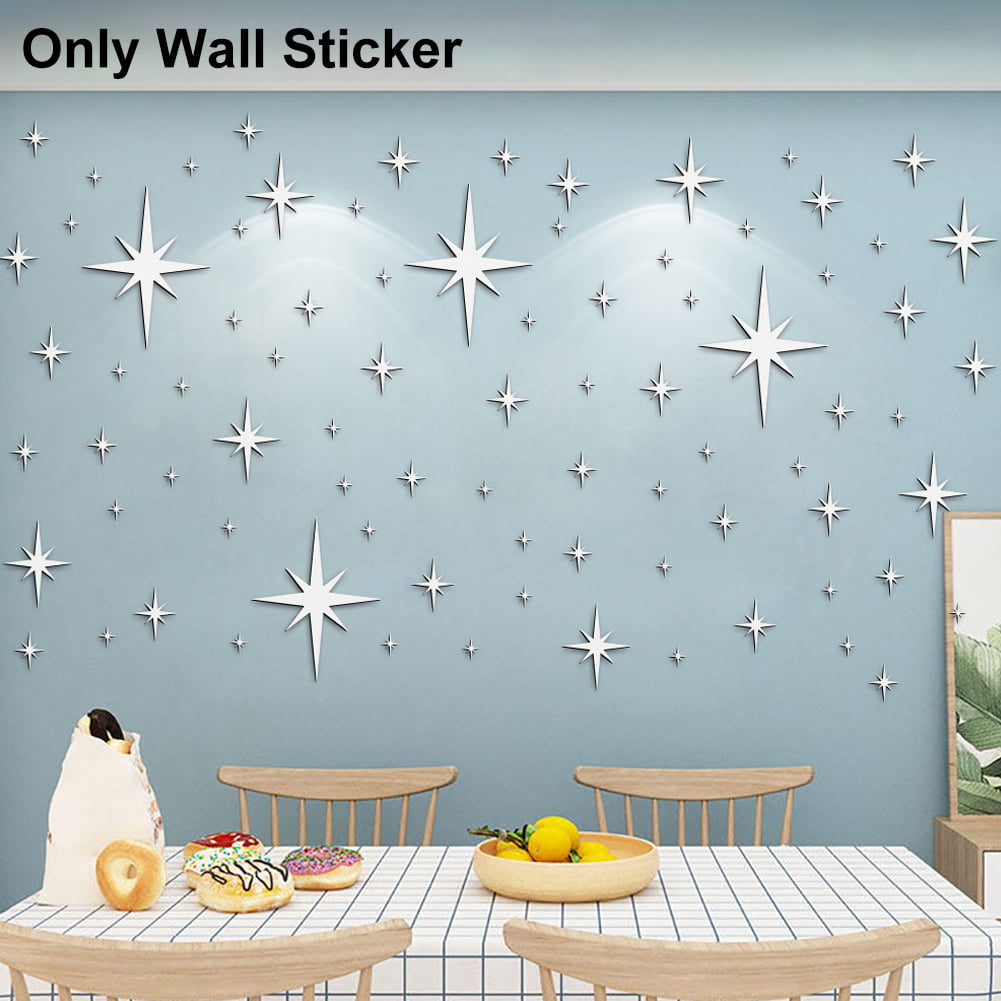 Mirror Star Wall Sticker 40Pcs Environmentally Friendly Acrylic Room Decoration 