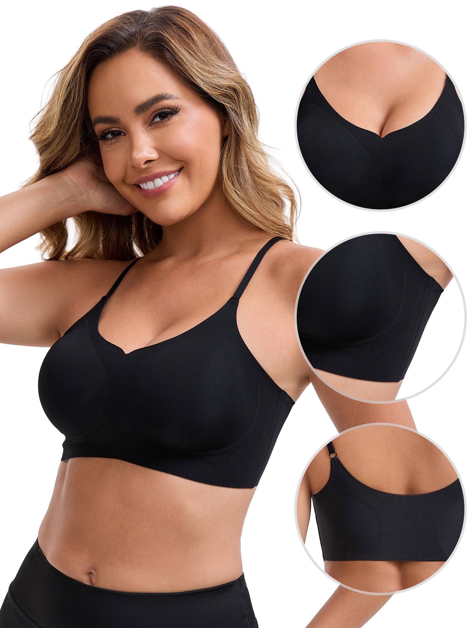 DARING DIVA Women's Adjustable Bras Soft L Black