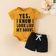thumbnail image 2 of Coerni Baby Boys Clothes Toddler Summer Outfits Set Letter Print Short Sleeve Romper Tops with Elastic Waist Shorts 2Pcs, 2 of 8