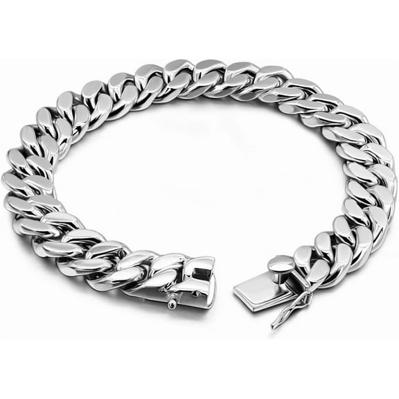 kumi925 Sterling Silver Italian Solid 10-12-14mm Diamond-Cut Cuban Link Curb Chain Bracelet for Men, Jewelry Party Birthday Gift