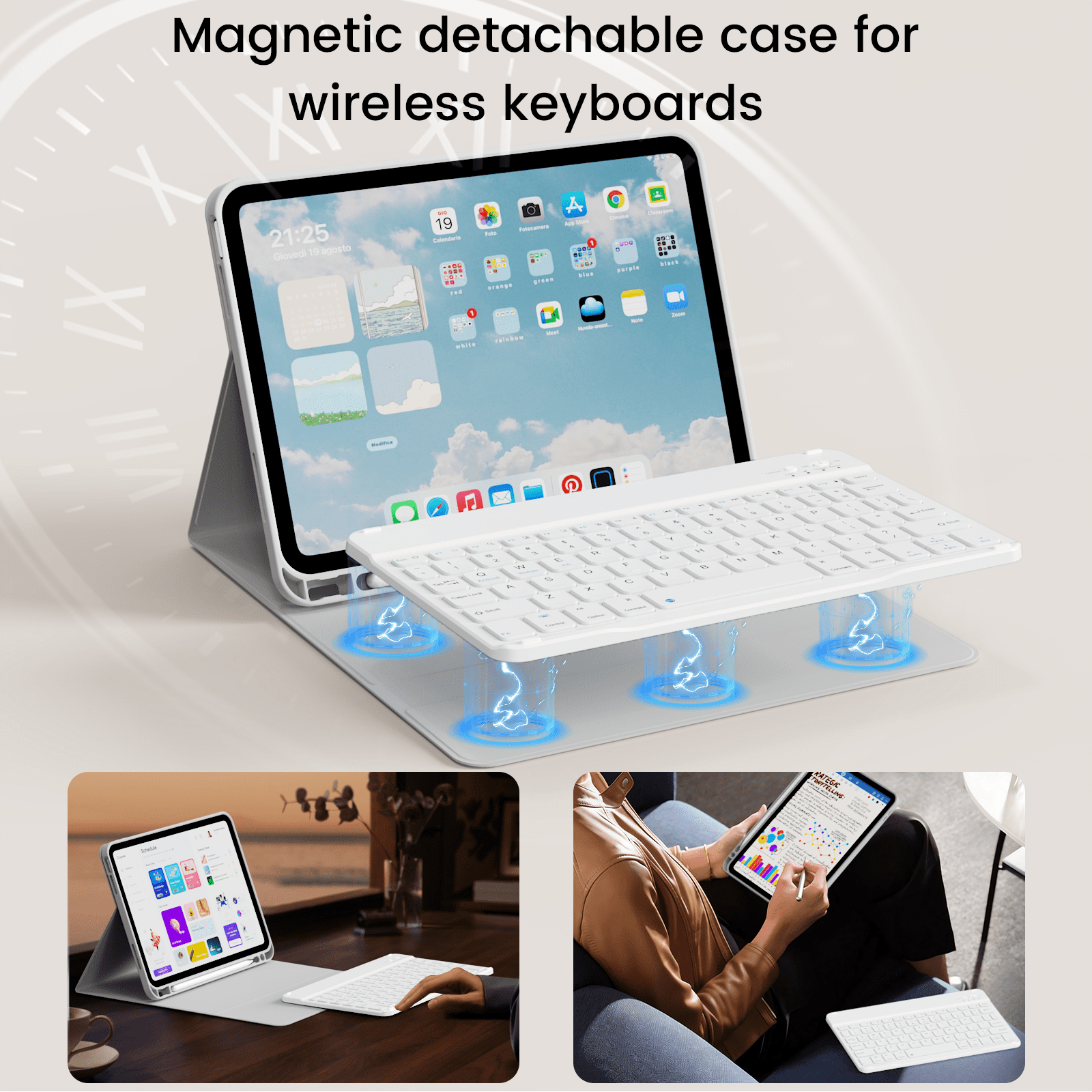 SZPSGC for iPad A16 11th 10th Generation Case with Keyboard, Soft TPU Back Cover with Pencil Holder, Magnetically Detachable Folio Keyboard case for iPad 11th Gen 11 Inch/10th Gen 10.9 Inch,Gray