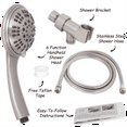 thumbnail image 5 of Aqua Elegante 6 Function Handheld Shower Head Kit with Shower Hose & Mount - 2.5 GPM - Brushed Nickel, 5 of 8