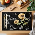 thumbnail image 2 of You Are My Sunshine Placemats Set of 6, Yellow Sunflowers Cute Bees Heart Black Placemats for Dining Table, Place Mats for Kitchen Tabletop, Waterproof Wipeable Dining Table Mats Set, 2 of 9