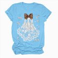 thumbnail image 4 of TOWED22 Halloween Shirts Woman Ghost Graphic Crewneck Short Sleeve Tee Shirt Short Sleeve Funny Tops Tshirts(Sky Blue,L), 4 of 6
