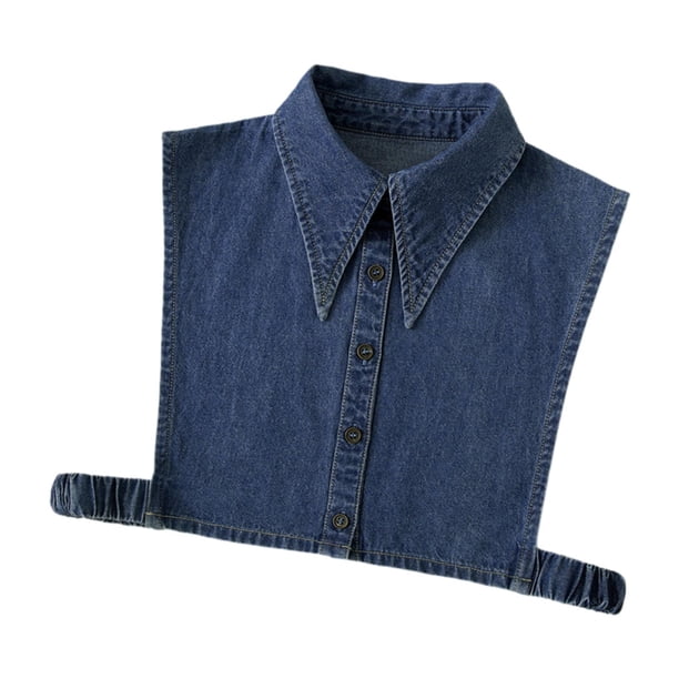 Cuello falso desmontable elegante traje profesional mitad superior mitad camisa blusa Azul oscuro