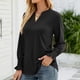 thumbnail image 3 of Blusa Cuello En V Puños Con Volantes Manga Larga Color Puro Tops Casuales De Moda Para Mujer Negro XXL, 3 of 6