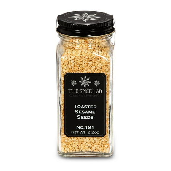 The Spice Lab Toasted Sesame Seeds - Kosher Gluten-Free Non-GMO All Natural Seeds - French Jar - 5191