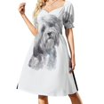 thumbnail image 1 of Vestido de cumpleaños de lujo para mujer, de manga corta, con acuarela de habanero blanco., 1 of 7