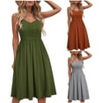 thumbnail image 1 of Robe d'Été pour Femmes Robe pour Femmes Été Femmes Mode Été Bord de Mer à Bretelles Sans Manches Col en V Couleur Unie Robe Décontractée, 1 of 8