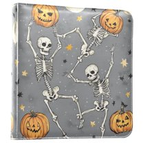 FORMRS 3 Ring Photo Album 4"x6" Self Adhesive Large Capacity PU Leather Cover, Gray Halloween Dancing