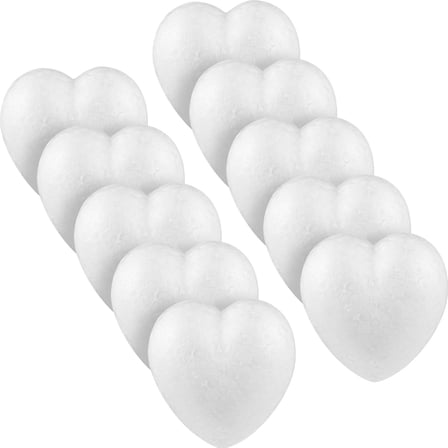 AURARMLET 10Pcs Valentine's Day Craft Foam Hearts Decors for Kids Art Classes and Holiday Events White 8.5X8.5X4In