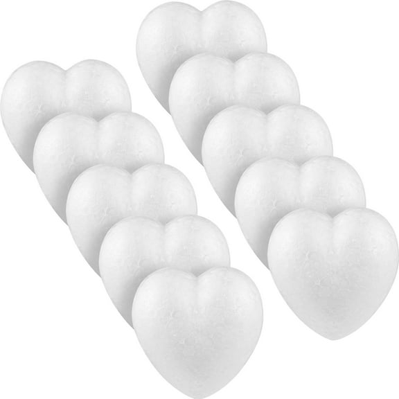 AURARMLET 10Pcs Valentine's Day Craft Foam Hearts Decors for Kids Art Classes and Holiday Events White 8.5X8.5X4In