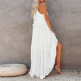 thumbnail image 6 of Baqcunre Corset Dress Women Summer Boho Long Solid Color Loose Sleeveless Neck Ruffle Maxi Beach Dress Long Dresses For Women Womens Dresses White Dress S, 6 of 9