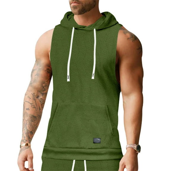 Afdoent Men's Tank Top Male Slim Sleeveless Lightweight Hoodie Sweatshirt Vest Hoodie Casual Streetwear