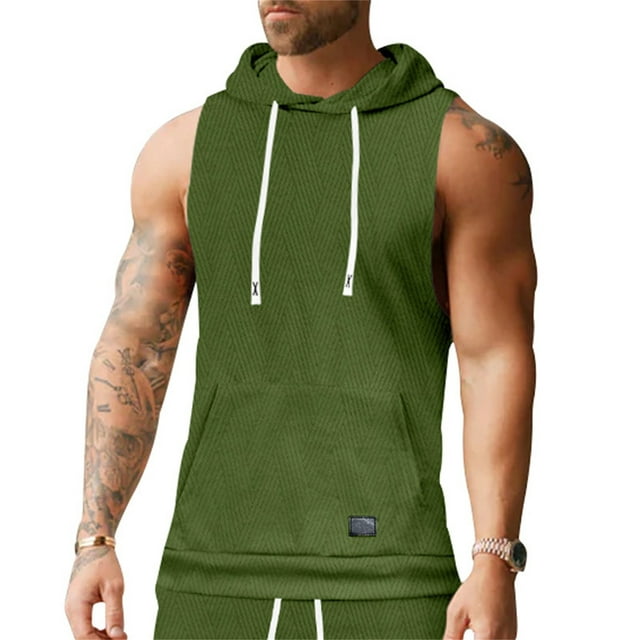 Men's Slim Sleeveless Lightweight Hoodie Sweatshirt Vest Hoodie