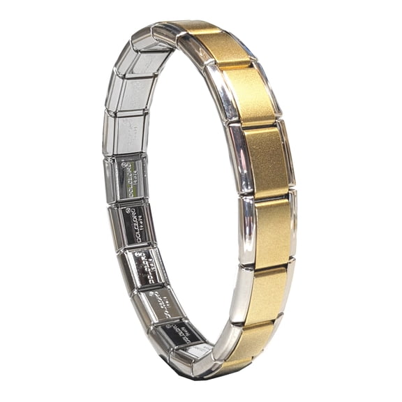 Dolceoro Satin Gold, Italian Starter Modular Charm Bracelet - Stainless Steel - 18 Links - SB-006