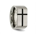 thumbnail image 3 of Bague Alliance pour Homme en Titane Biseauté 10 mm en Émail Noir Brossé Croisé, 3 of 5