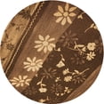 thumbnail image 1 of Ahgly Company Tapis d'Intérieur Rond Lavable en Machine Orange Transitionnel, 5 Pieds Rond, 1 of 7
