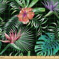 thumbnail image 2 of Ambesonne Hawaiian Fabric by the Yard Upholstery, Hibiscus Flowers Tropics, 10 Yards, Coral Teal and Violet, 2 of 5
