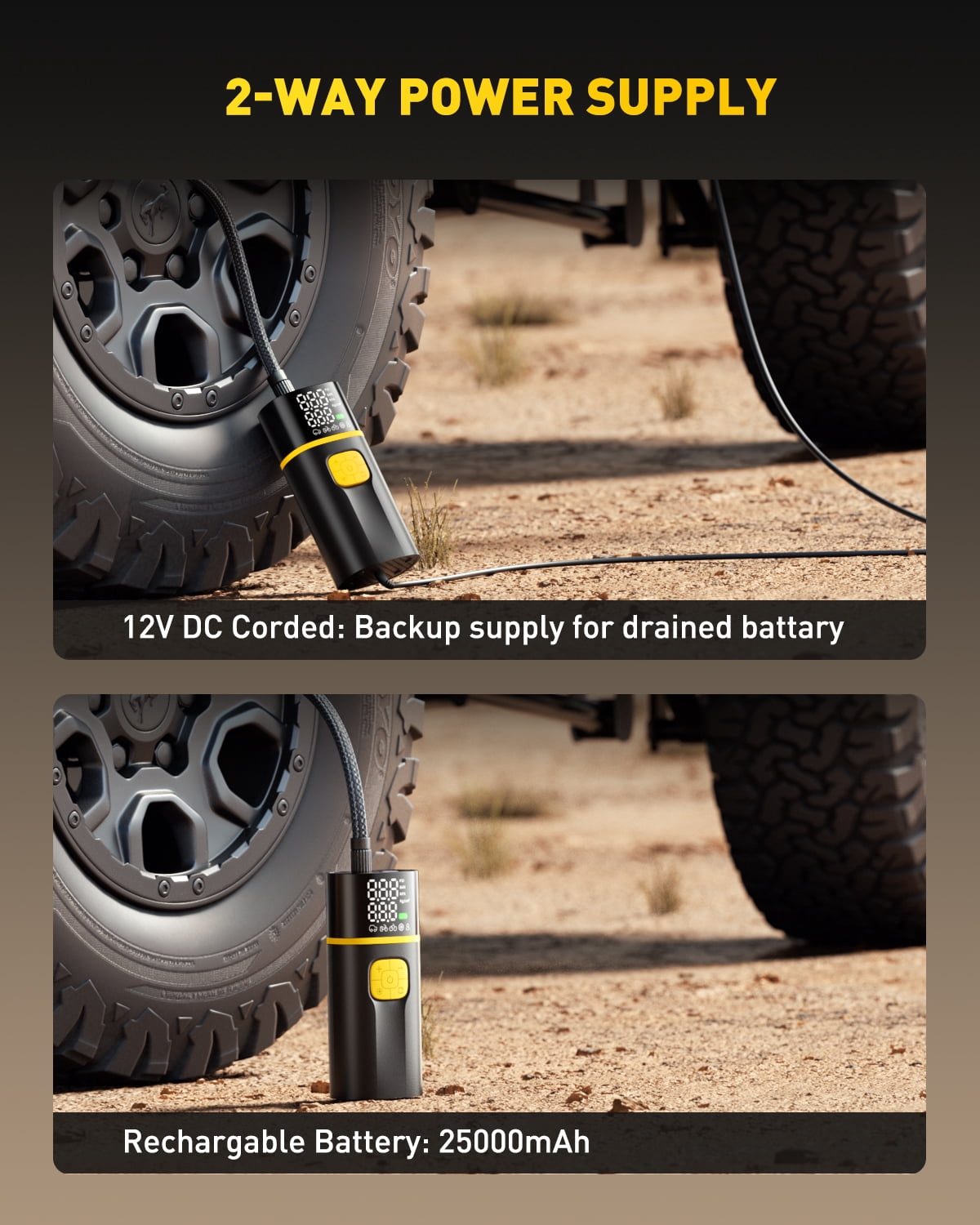 AUXITO Tire Inflator Cordless Portable Air Compressor, 150PSI Air Pump for Car Tires with Digital Pressure Gauge, 25000 mAH Rechargeable Battery, Emergency LED Light for Car Motorcycle Bike Ball