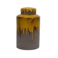 thumbnail image 1 of Benzara BM157457 Dripping Ceramic Covered Jar, Yellow & Gray, 1 of 1