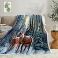 thumbnail image 5 of Winter Christmas Throw Blanket, Super Soft Warm Plush Blanket for Couch Bed Sofa Travel Camping, Winter Deer Snow Forest Holiday Decorative Comfort Cozy Throw Blanket 50 x 60 Inch, 5 of 5