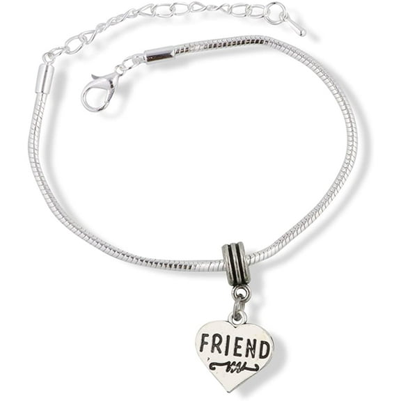Emerald Park Jewelry Friend on a Heart Snake Chain Charm Bracelet