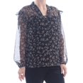 thumbnail image 4 of Vince Camuto Womens Ditsy Manor Peasant Blouse, Black, Medium, 4 of 5