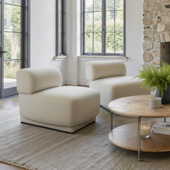 Anese Accent Chair Multigrain Beige Accent Chair, Modern Style, Textured fabric 100% polyester leg, Pine Wood, Indoor Living