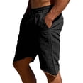 thumbnail image 4 of Besolor Men's Linen Shorts Drawstring Elastic Waist Lightweight Thin Breathable Casual Shorts with Pocket(XX-Large,Black), 4 of 7