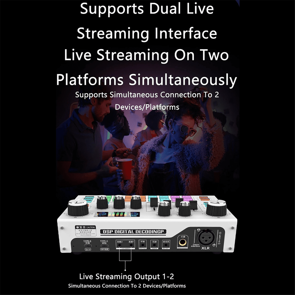 X7 Live Streaming Sound Card Voice Changer DJ Mixer Effects for PC Smartphone Computer Audio Interface Console Card