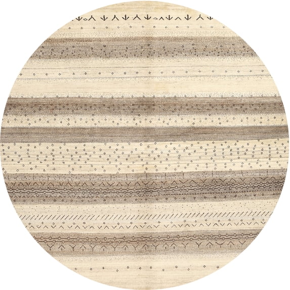 Ahgly Company Indoor Round Contemporary Golden Blonde Gold Solid Area Rugs, 8' Round