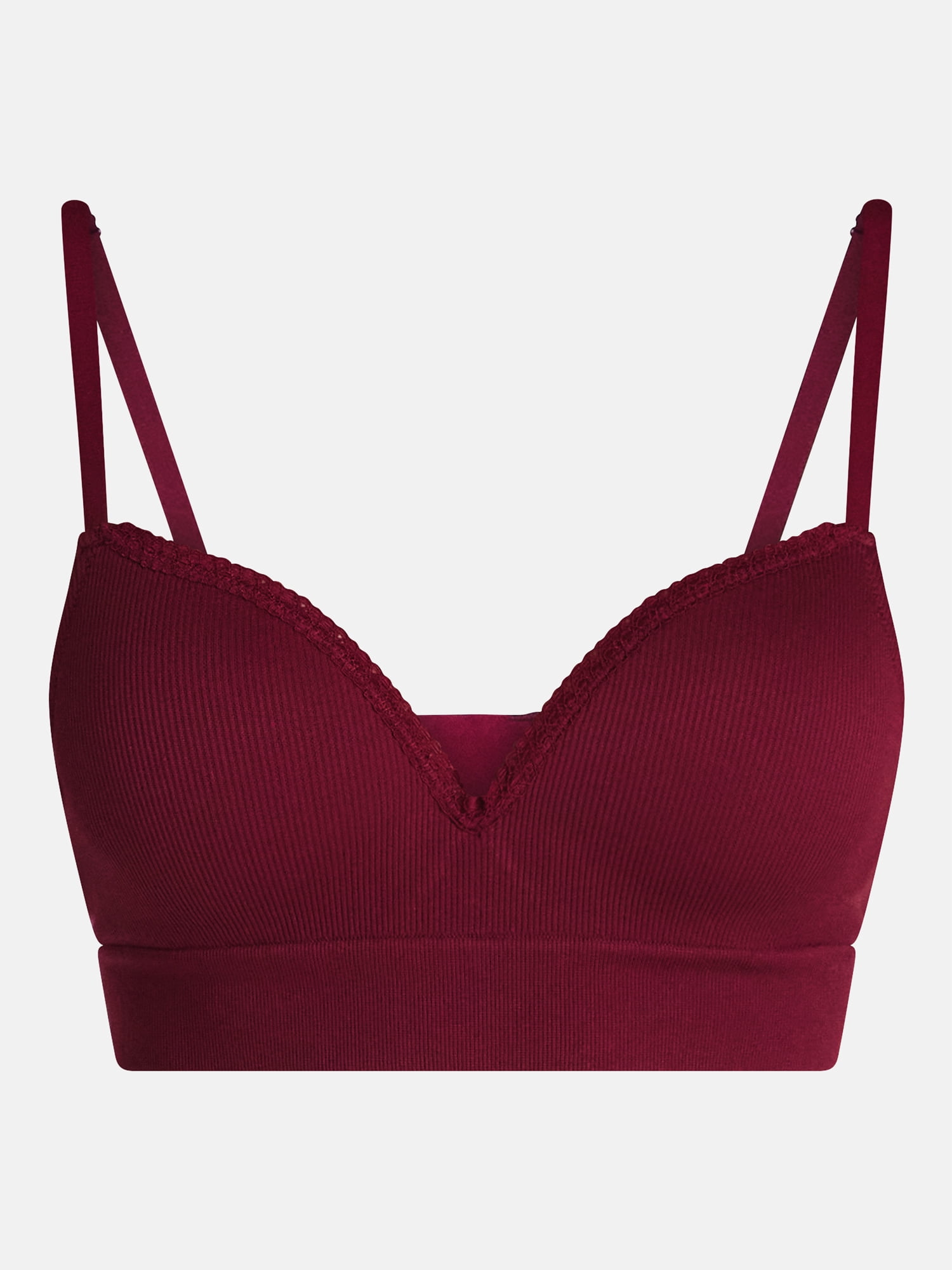 No Boundaries Women's Seamless Wirefree Bra with Lace, Sizes XS-XXXL