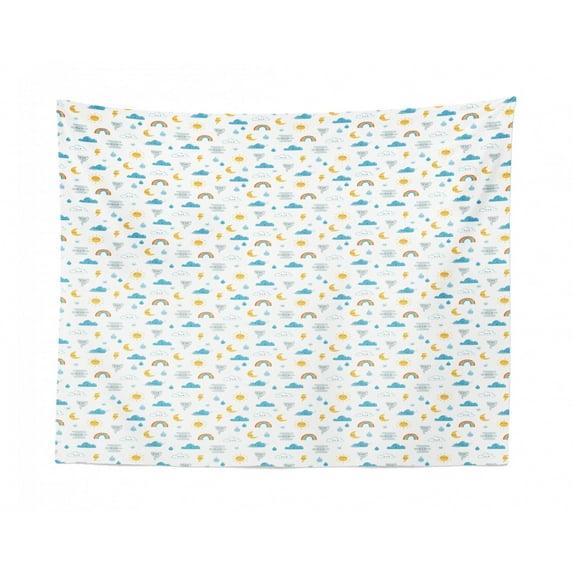 Rooster Tapestry, Repeating Animal Silhouettes Placed on a Polka Dotted Background, Fabric Wall Hanging Decor for Bedroom Living Room Dorm, 2 Sizes, Yellow Charcoal Grey, by Ambesonne