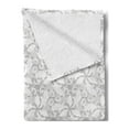 thumbnail image 2 of Grey Soft Flannel Fleece Blanket, Swirled Blossom Leaves Pattern Exquisite Nature in Digital New Oriental Work of Art, Cozy Plush for Indoor and Outdoor Use, 50" x 70", Cloud White, by Ambesonne, 2 of 5