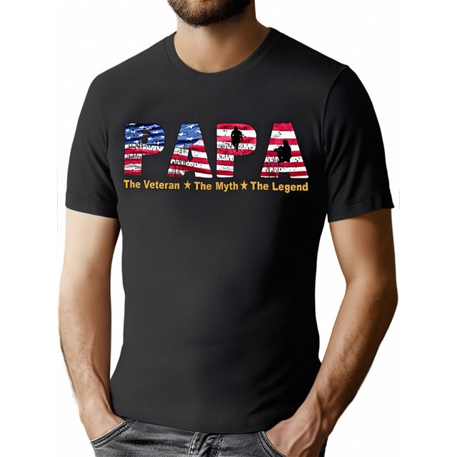 Papa The Veteran The Myth The Legend Premium T-Shirt 563356 funny Men’s Short Sleeve Graphic T-shirt Collection black TT2 Tee For Adult, Men, Women, Teen, Teenager, Adolescent, Youth