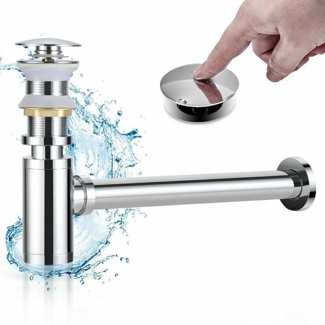Sifón para lavabo de baño de latón macizo, diseño redondo de latón universal que garantiza un buen rendimiento de sellado de agua para soluciones de drenaje confiables