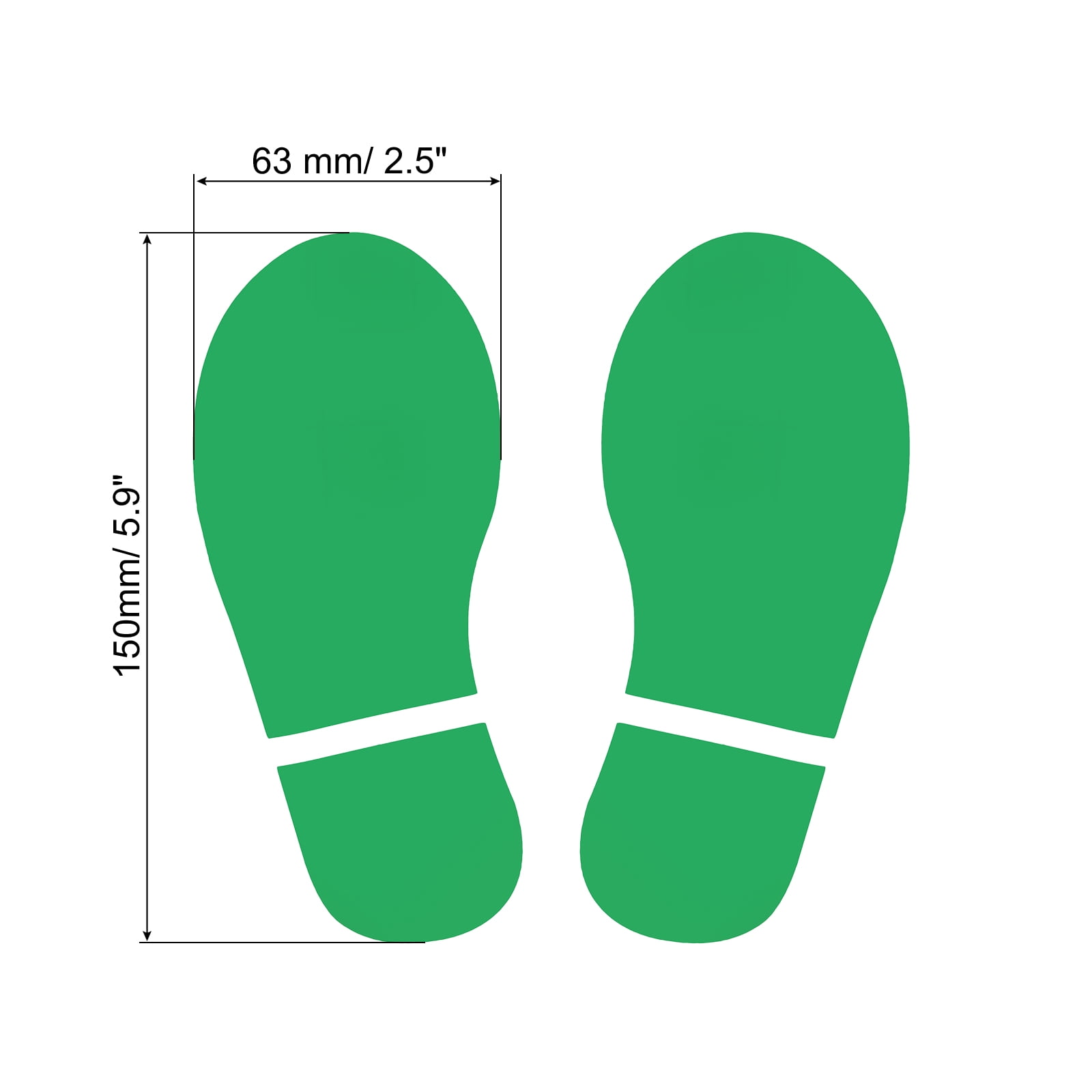 Unique Bargains Footprint Sticker Floor Decal Sign for Class Green 6x2.5"