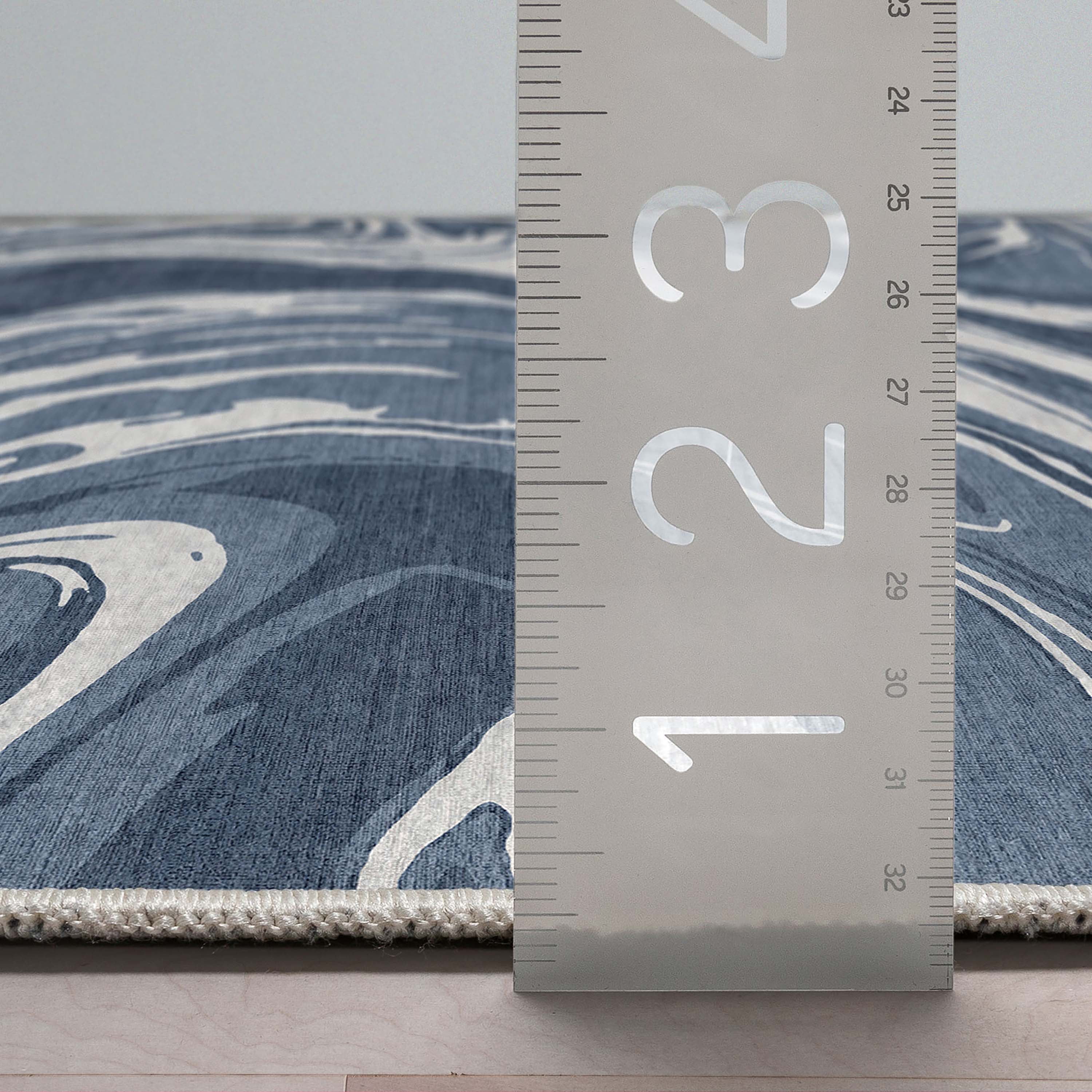 Well Woven Abstract Harmony Modern Stripes Pattern Blue Flat-Weave Easy to Clean 5'3" x 7'3" Area Rug