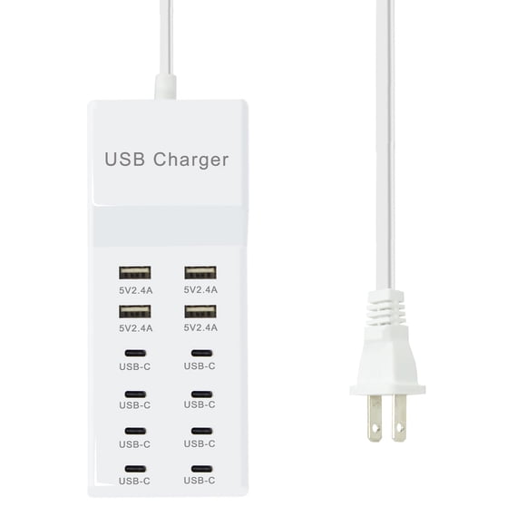 Cargador USB FRISATPOW Estación de carga USB-A de 12 puertos, 2,4 A y USB-C