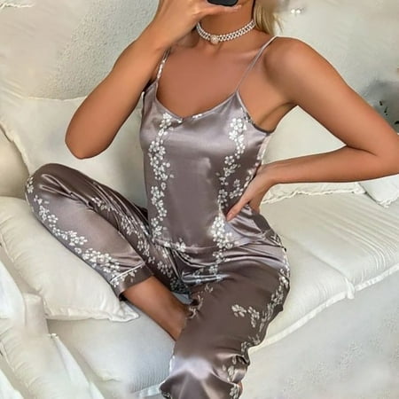 

Women s Pijamas Sexy Lingerie Silk Pajamas Set Sleepwear Satin Cami Vest with Trousers Nightwear Pyjama Femme Pijama Mujer Pj