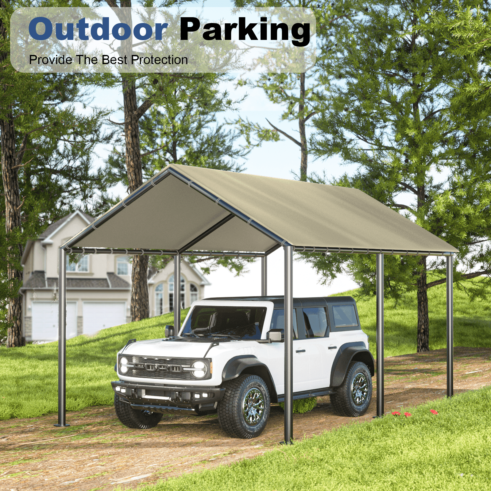 GREZONE 10' x 20' x 9.2' Gray Heavy Duty Portable Carports