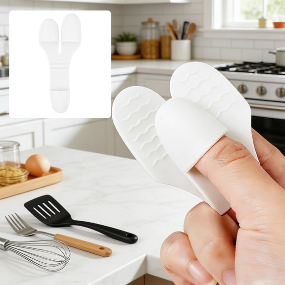 COM1950s Silicone Thumb Heat Clip, Heat Resistant Thumb Sleeve for Hot Bowls and Plates, Non-Slip Kitchen Silicone Finger Protector, Mini Microwave Oven Mitt for Safe Cooking and Gripping