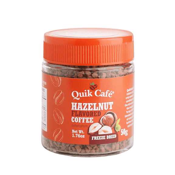 QuikCafé Hazelnut Coffee – Instant Herbal Blend with Natural Ingredients, Caffeine-Light, Preservative-Free – Just Add Hot Water
